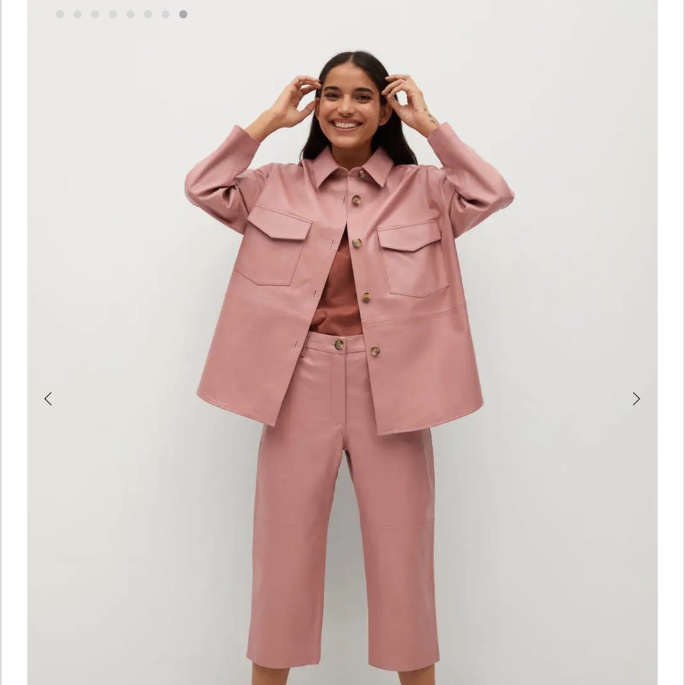 Leather overshirt with pockets